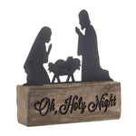 Melrose Holy Night Nativity Block with Metal Cut Out Scene 6"H