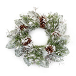 Melrose Snowy Cedar Pine and Magnolia Leaf Wreath 24"D