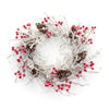 Melrose Frosted Snowy Pinecone Twig Wreath with Berry Accents 22.75"D