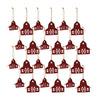 Melrose Rustic Wooden Barn Ornament with Metal Accent and Jute Hanger (Set of 24)
