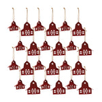 Melrose Rustic Wooden Barn Ornament with Metal Accent and Jute Hanger (Set of 24)