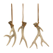 Rustic Deer Antler Hanging Ornament with Rope Tie (Set of 12)