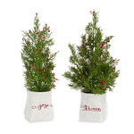 Frosted Christmas Mini Pine Trees in Pots – Set of 2 by Melrose