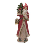 Melrose Rustic Stone Santa Figurine with Cardinal Bird and Animals (Set of 2)