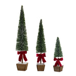Christmas Potted Pine Trees PVC Bottle Brush Design – Set of 3 Varying Sizes by Melrose