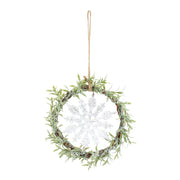 Melrose Frosted Winter Mini Leaf Wreath with Snowflake Ornament (Set of 6)