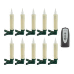 Melrose LED FIA Flame Clip-on Candle Taper or Suction Cup (Set of 10) with Remote Control Timer