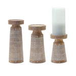 Melrose Etched Wood Design Candle Holder (Set of 3)