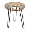 Handwoven Rattan Accent Stool with Metal Legs 25"H