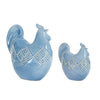 Melrose Ceramic Chicken Shelf Sitter with Geometric Design (Set of 2)