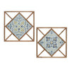 Ornamental Square Wall Decor Set – 14.25 inch Framed MDF and Metal Tiles by Melrose