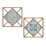 Melrose Framed Ornamental Wall Tile (Set of 2) 14.25"SQ