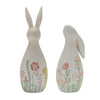 Melrose Modern Bunny Rabbit Figurine with Etched Floral Design (Set of 2)