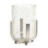 Melrose Bubbled Glass Vase Candle Hurricane with Metal Stand