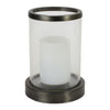 Melrose Ribbed Glass Candle Holder with Metal Base