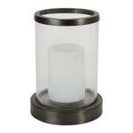 Melrose Ribbed Glass Candle Holder with Metal Base