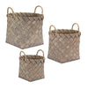 Natural Wicker Home Organizer Baskets with Handles (Set of 3)