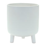 Ribbed Planter – White Dolomite Footed Pot – 7" Height for Home Decor By Melrose