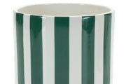 Vertical stripe planter set in green and white 5.75 in height for tabletop display Melrose