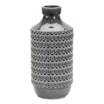 Geometric Terracotta Vase with Ribbed Design 14 in Height for Modern Decor by Melrose