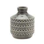 Geometric clay vase 7.5 inch height with ribbed design for modern table decor Melrose