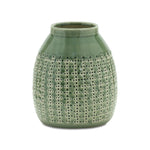Decorative Terra Cotta Vase Textured Green Finish 8.75"H Indoor Tabletop Decor by Melrose