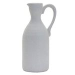 White Clay Pitcher vVase 14.25 inch Height, Modern Shape Home Decor by Melrose