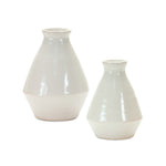 White Terra Cotta Vase Set Of 2 – 6.25"H – Sleek Modern Tapered Vases By Melrose