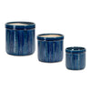 Indoor Planter Set – 4.5–7.5"H – Blue Etched Terra Cotta Pots By Melrose