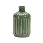 7.25"H Green Clay Vase – Ribbed Texture – Decorative Home Accent By Melrose