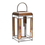 Metal Lantern – Bronze Finish with Glass Panels – 17.25"H Candle Holder By Melrose