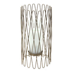 Melrose Geometric Iron Candle Holder with Glass Hurricane