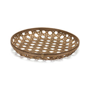 Round Bamboo Organizer Tray – Natural Weave – 3.75