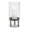 Melrose Wavy Glass Hurricane Candle Holder with Metal Stand