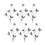 Decorative Blue Butterfly Spray Set of 6 39 inch Height Faux Stems By Melrose