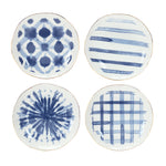 Melrose Coastal Tie-Dye Design Ceramic Plate (Set of 4)