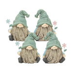 Melrose Stone Garden Gnome Figurine with Flower Stem Accent (Set of 4)