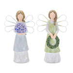 Melrose Farmhouse Angel Figurine with Floral Accent (Set of 2)