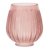 Pink Glass Vase 8 Inch Height Ribbed Design Melrose