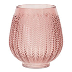 Pink Ribbed Glass Vase – 8"H Melrose