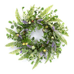 Melrose Mixed Fern and Eucalyptus Wreath with Pod and Lavender Accents 19.5"D