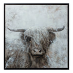 Melrose Framed Mountain Bull Canvas Painting Wall Art 20.5"SQ