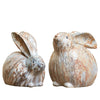 Melrose Modern Bunny Rabbit Figurine with Marble Finish (Set of 2)