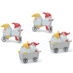 Whimsical Garden Gnome Figurines – Set of 4 with Scooter & Wheelbarrow, 5"H Resin Indoor/Outdoor Decor by Melrose