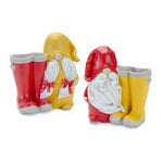 Melrose Garden Gnome with Rainboot Platner or Vase (Set of 2)