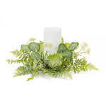Botanical Candle Ring Set of 4 – 5 Inch Height – Green Foliage Accent By Melrose