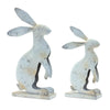 Melrose Weathered Iron Standing Rabbit Decor with Distressed Finish (Set of 2)