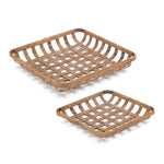 Set of 2 Bamboo Trays – Natural Finish – 3.25"H – Decorative & Functional – By Melrose