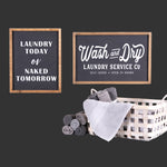 Laundry Wall Sign – 15"H MDF & Fir Wood Indoor Humor Decor by Melrose