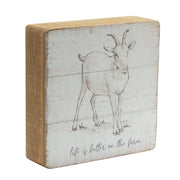 Melrose Rustic Wood Farm Animal Sentiment Block (Set of 4)